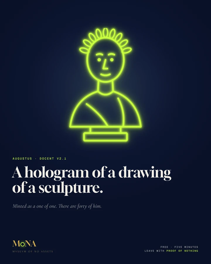 Poster: A hologram of a drawing of a sculpture