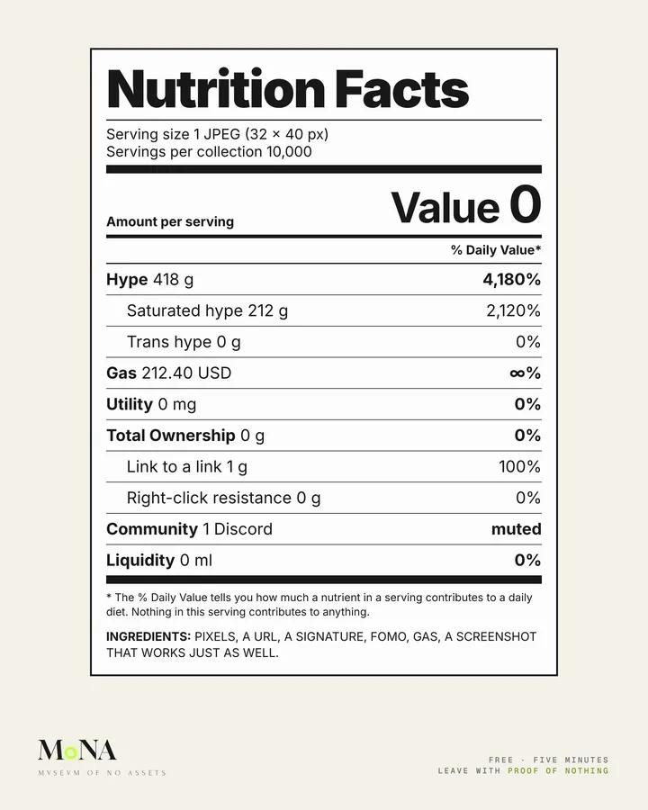 Nutrition Facts for one JPEG